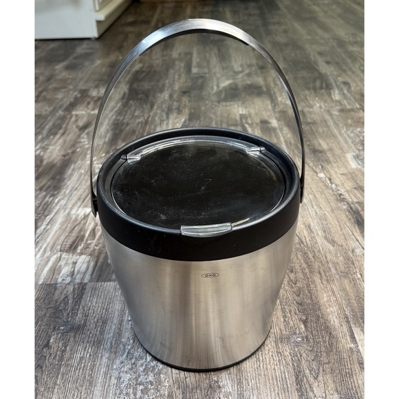 OXO Stainless Steel Ice Bucket With Handle Lift Top No Scoop - Picture 1 of 8